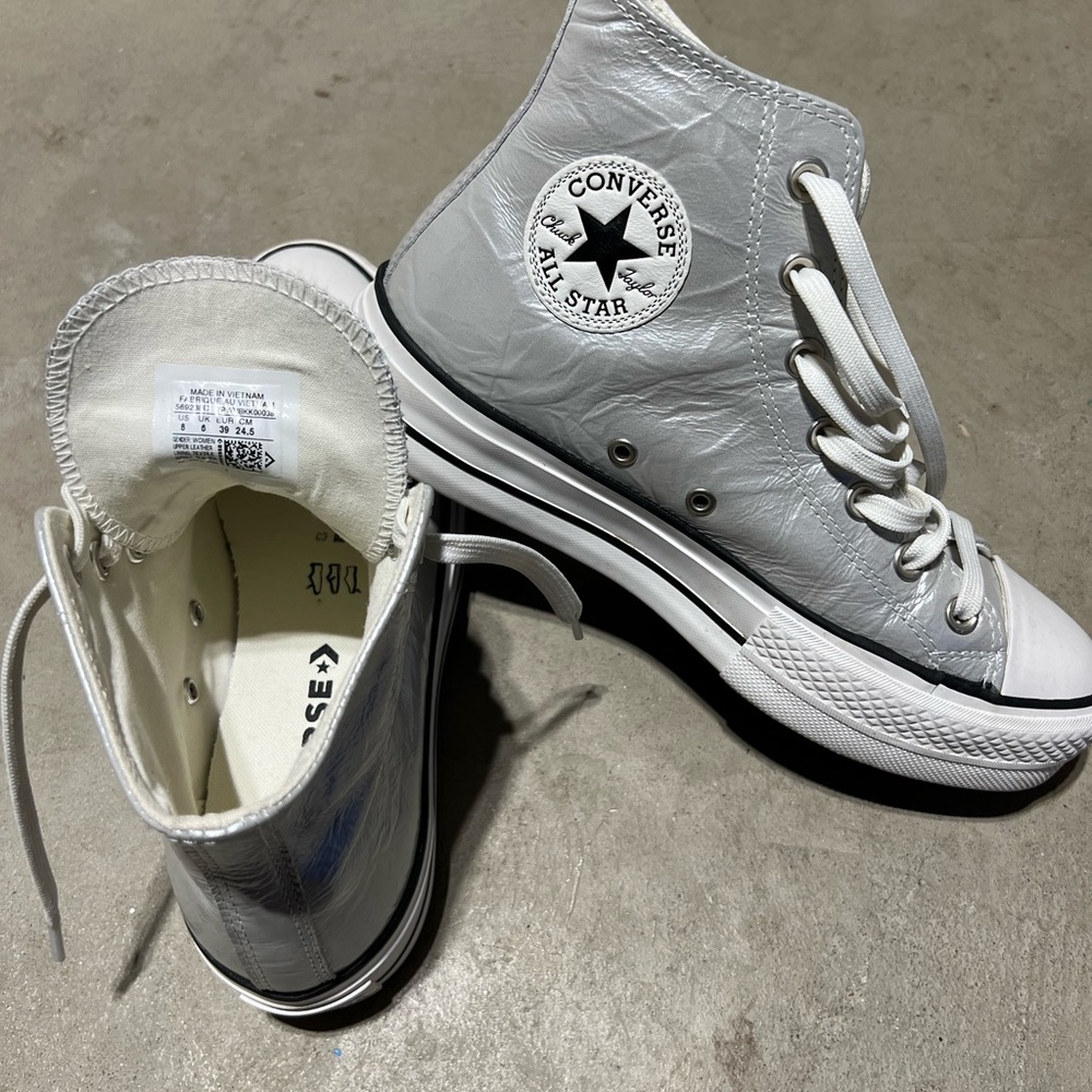 Converse Platform All Stars Leather Silver